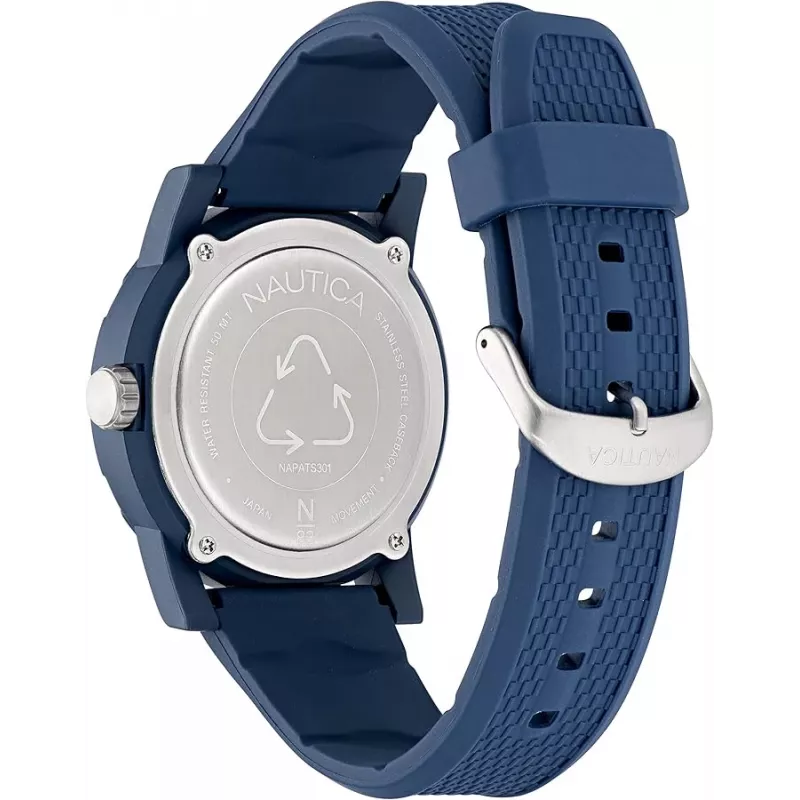 Nautica NAPATS301 Men's Quartz Analog Watch 42.5mm Blue Dial Silicone Strap