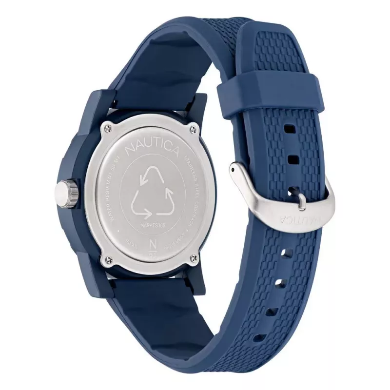 Nautica NAPATS305 Men's Quartz Analog Watch Blue Dial Silicone Strap 42.5mm