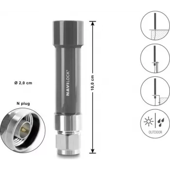 Navilock GNSS Antenna N Connector 18 dB Active Outdoor Grey 10 cm (60738)