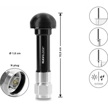 Navilock GNSS Antenna N Connector 28 dB Active Outdoor Black 10 cm (60763)
