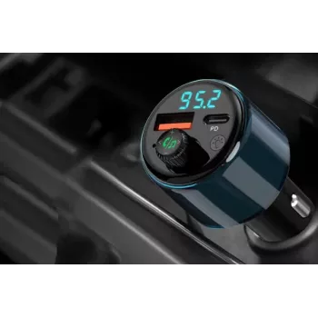 NAVITEL BHF05 MAX Multifunctional FM Transmitter with Bluetooth 5.0, USB Connectivity, Hands-Free Calling, LED Display, QC3.0 Fast Charging