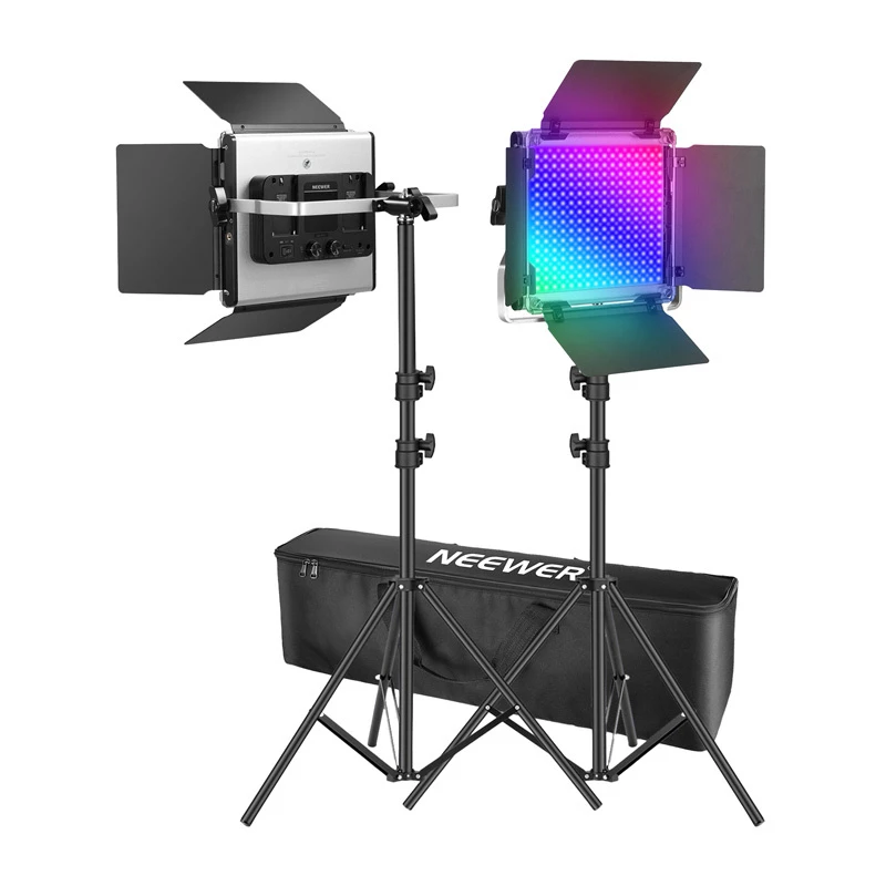 NEEWER 2×660 PRO II RGB LED Video Light Kit with 2×200cm Light Stand