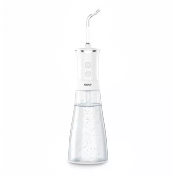 NENO Pulsar White Portable Dental Irrigator with 300 ml Tank, 3 Pressure Modes, USB-C Rechargeable, IPX7 Waterproof, 4 Nozzles