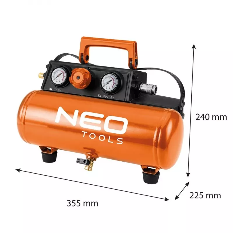 NEO TOOLS 04-620 Oil-Lubricated Air Compressor 24L 1.5kW 8bar 200L/min