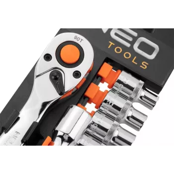 NEO Tools 10-030 219-Piece 1/4 inch, 3/8 inch, 1/2 inch Drive Socket and Wrench Set with Ratchets, Bits, and Accessories in Plastic Case