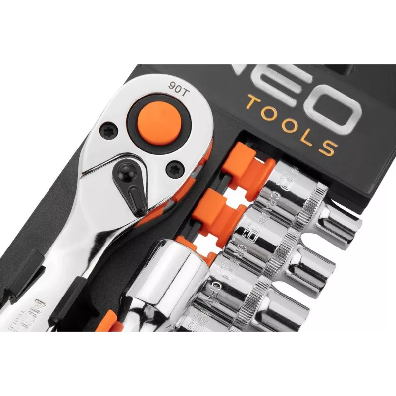 NEO Tools 10-030 219-Piece 1/4 inch, 3/8 inch, 1/2 inch Drive Socket and Wrench Set with Ratchets, Bits, and Accessories in Plastic Case