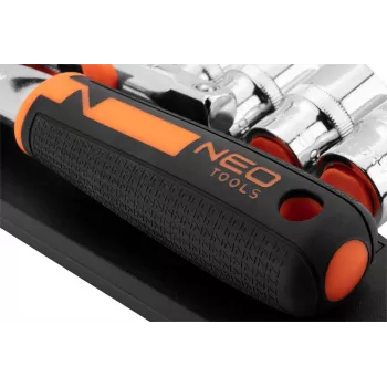 NEO Tools 10-030 219-Piece 1/4 inch, 3/8 inch, 1/2 inch Drive Socket and Wrench Set with Ratchets, Bits, and Accessories in Plastic Case