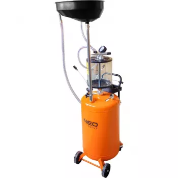 NEO TOOLS 10-811 Mobile Pneumatic Oil Extractor with 80L Tank and 10L Inspection Tank, 6-8 bar, 4 Swivel Casters