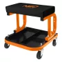 NEO TOOLS 11-604 Rolling Workbench Stool with Tool Shelf, Pneumatic Height Adjustment 380-500 mm, 135 kg Load, 5 Swivel Casters, Oil-Resistant Vinyl Seat