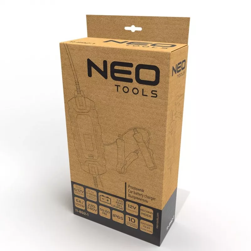 NEO Tools 11-892-1 Vehicle Battery Charger Crocodile Clips, 15A, 12V/24V, Pair