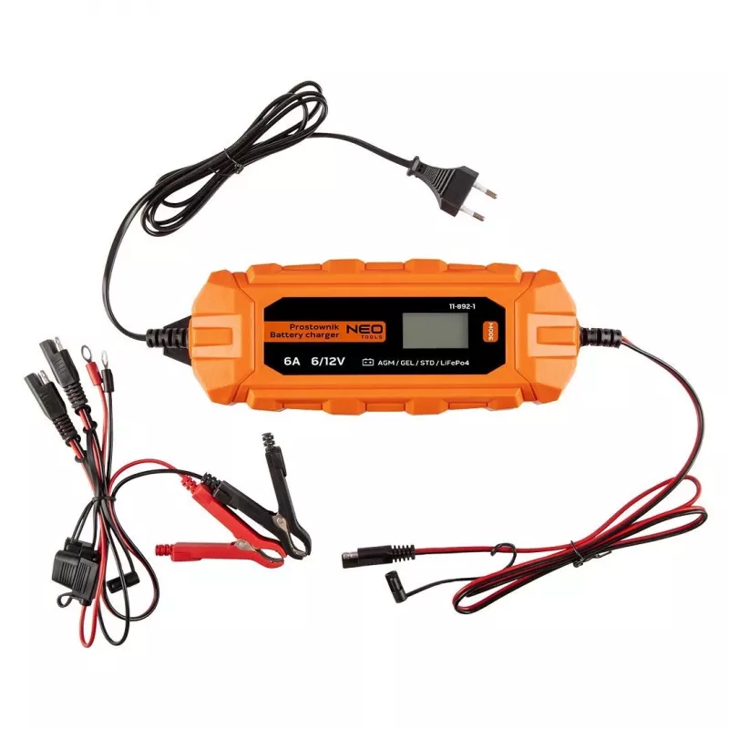 NEO Tools 11-892-1 Vehicle Battery Charger Crocodile Clips, 15A, 12V/24V, Pair