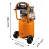 NEO TOOLS 12K010 Vertical Oil-Lubricated Air Compressor, 40 L Tank, 230 V, 1.5 kW, 8 bar, 206 L/min Suction, Wheels and Handle