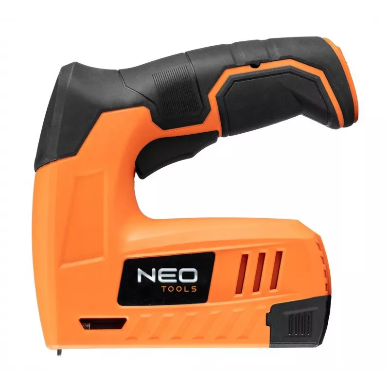NEO Tools 16-050 Manual Staple Gun for Upholstery, Insulation and Decorative Work, Adjustable Force, J-Type Staples 6-14 mm, Black/Orange
