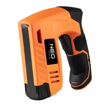 NEO Tools 16-050 Manual Staple Gun for Upholstery, Insulation and Decorative Work, Adjustable Force, J-Type Staples 6-14 mm, Black/Orange