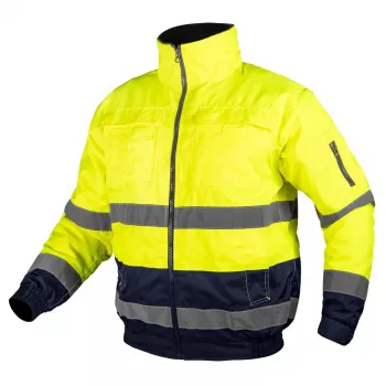 NEO TOOLS 3-in-1 High Visibility Insulated Work Jacket, Yellow/Navy, Size XXL