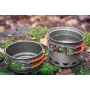 NEO TOOLS 63-144 7-Piece Anodized Aluminum Camping Cookware Set with Detachable Handle, 2 Pots, Frying Pan, Lid, Cleaning Sponge and Mesh Bag