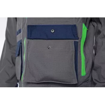 NEO TOOLS 81-217-L Unisex Work Jacket, Grey/Black, Size L, 65% Polyester 35% Cotton, 267 g/m², 7 Pockets, EN ISO 13688