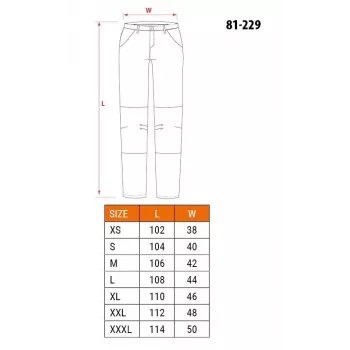 NEO TOOLS 81-229-XXL Protective Trousers, 100% Cotton, 270 g/m², Grey/Black with Orange Accents, Reinforced Knees, Multiple Pockets, CE Certified, Size XXL