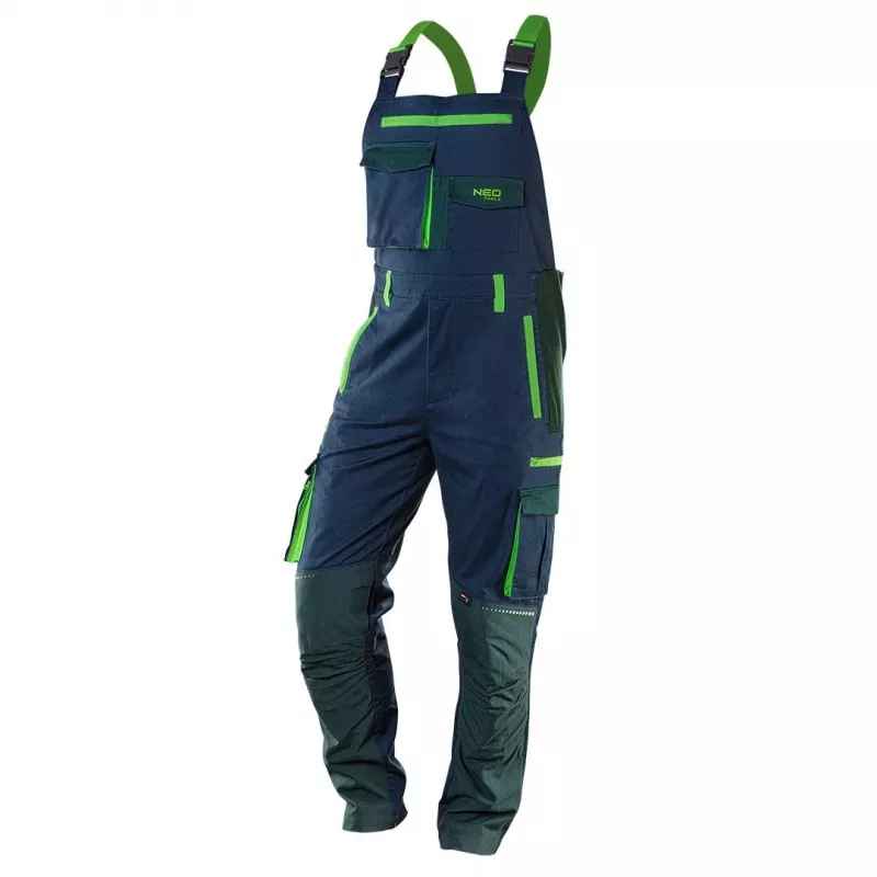 NEO Tools 81-246-M Work Trousers with Knee Pad Pockets, Size M, Grey/Orange, 65% Polyester 35% Cotton, 245 g/m²