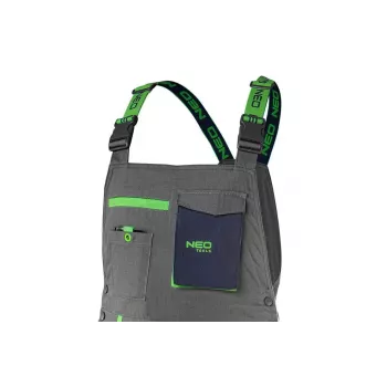 NEO Tools 81-247-L Men's Work Trousers with Knee Pads, Grey/Green, Size L