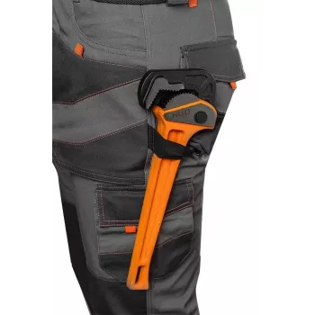 NEO TOOLS 81-325-S Protective Trousers, Size S, Grey with Orange Accents, 65% Polyester 35% Cotton, 245 g/m², 9 Pockets, Knee Pad Pockets, EN ISO 13688:2013