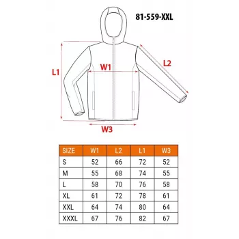 NEO Tools 81-559-XXL Work Jacket, 100% Cotton, 270 g/m², Grey with Black & Orange Accents, Full Zip, Reflective, EN ISO 13688