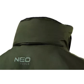 NEO TOOLS 81-573-XXXL Men's Winter Work Jacket Black/Grey, Waterproof & Windproof, Detachable Hood, EN ISO 13688