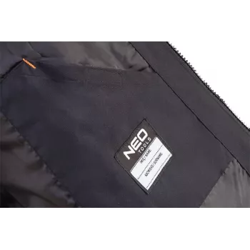 NEO TOOLS 81-574-XXL Work Jacket - Waterproof, Windproof, Breathable, Black/Grey with Orange Accents