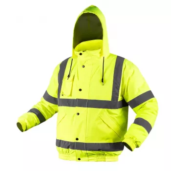 NEO TOOLS 81-712-L Hi-Vis Insulated Bomber Work Jacket, Yellow/Navy, Size L