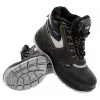 NEO TOOLS 82-022 S1P SRC Low-Cut Safety Shoes with Steel Toe Cap and Midsole, Suede Leather and Mesh Upper, Dual-Density PU Sole, Black with Grey and Orange Accents, Size 42
