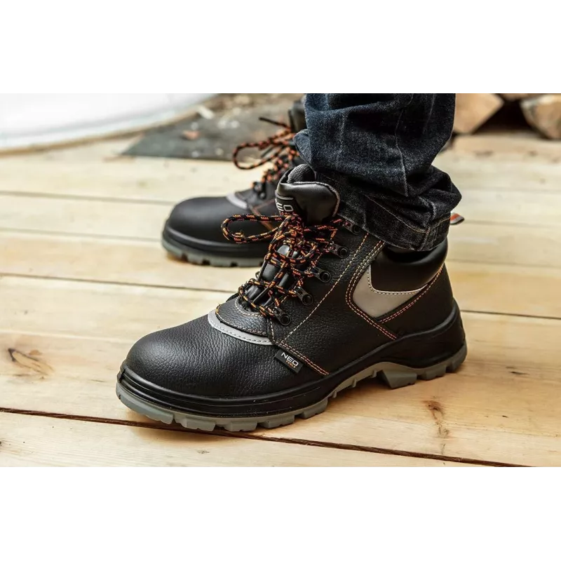 NEO TOOLS 82-027 S1P SRC Safety Boots, Steel Toe, Size 41, Black/Grey