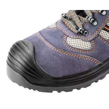NEO TOOLS 82-046 S1P SRC Steel Toe Safety Shoes with Anti-Puncture Midsole, Suede Leather and Mesh, Black/Grey, EU 39-47