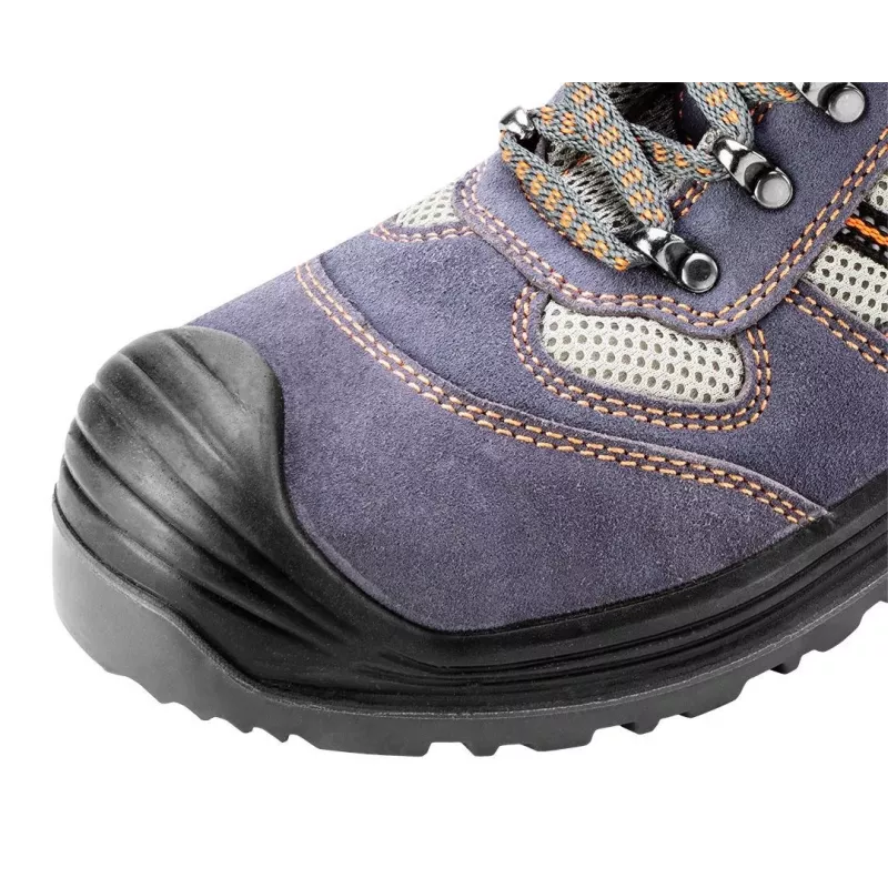NEO TOOLS 82-046 S1P SRC Steel Toe Safety Shoes with Anti-Puncture Midsole, Suede Leather and Mesh, Black/Grey, EU 39-47