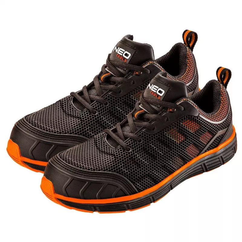 NEO TOOLS 82-091 S1P SRC Safety Footwear – Steel Toe Cap, Anti-Puncture, Breathable Mesh, Size 42, Black/Grey
