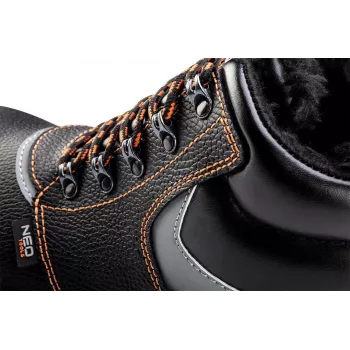 NEO TOOLS 82-143 S1P SRC Safety Shoes with Steel Toe Cap and Puncture-Resistant Plate, Size 43, Black/Grey