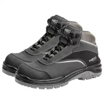 NEO Tools 82-151-46 S1P SRC Low-Cut Safety Shoes with Steel Toe Cap and Kevlar Midsole, Size EU 46, Black/Grey