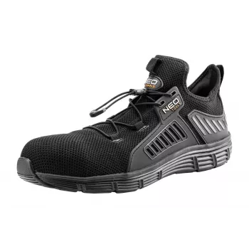 NEO Tools 82-158-41 S1P SRC Safety Shoes with Steel Toe Cap and Kevlar Midsole, Size 41, Black/Grey