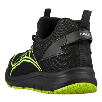 NEO Tools 82-161-46 S1P SRC Steel Toe Safety Footwear, Suede Leather, Size EU 46, Black/Grey/Yellow