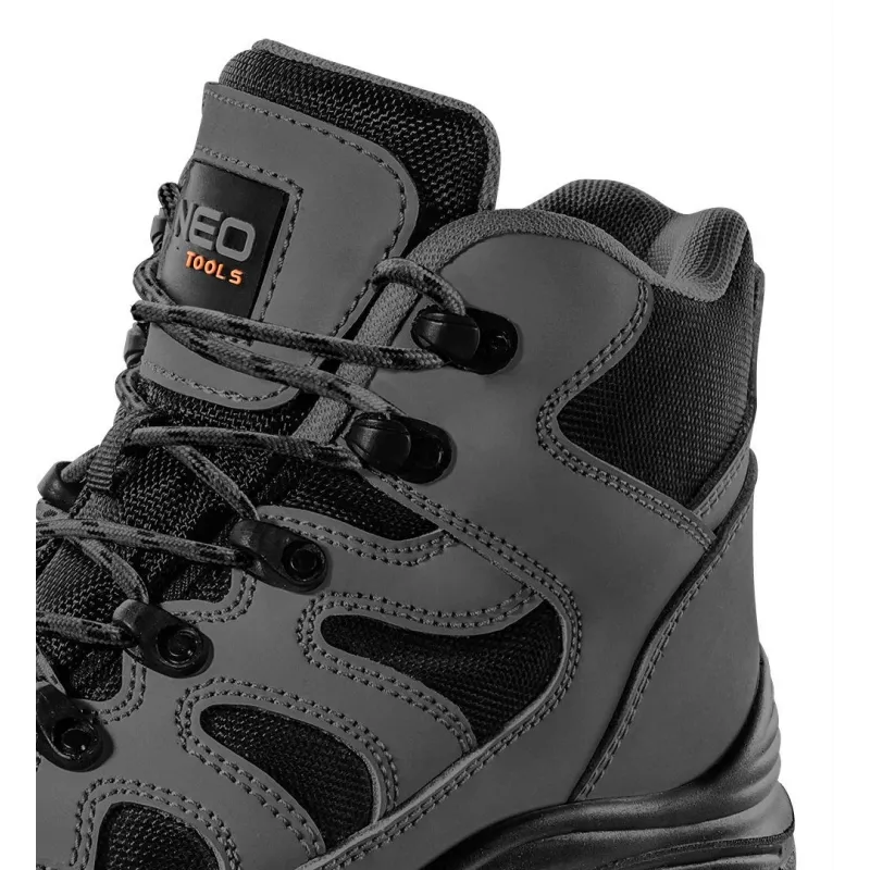 NEO TOOLS 82-167-41 S1P SRC Safety Shoes - Steel Toe, Anti-Puncture, Black/Grey, Size 41