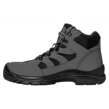 NEO Tools 82-167-46 S1P SRC Low-Cut Safety Shoes, Size 46, Split Leather, Steel Toe, Black/Grey