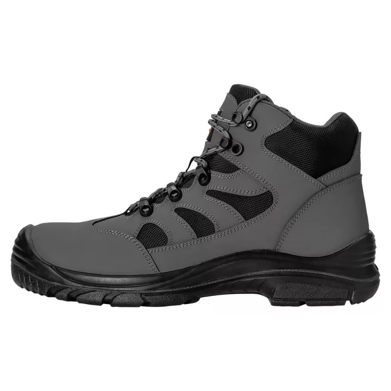 NEO Tools 82-167-46 S1P SRC Low-Cut Safety Shoes, Size 46, Split Leather, Steel Toe, Black/Grey