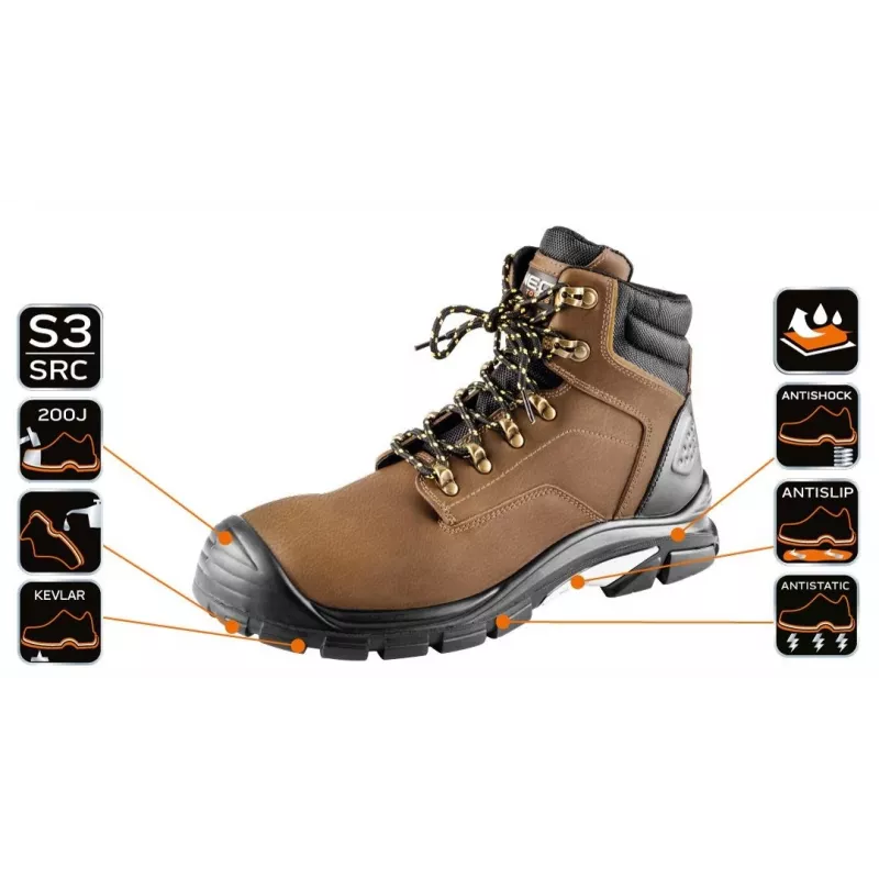 NEO Tools 82-170-41 S1P SRC Low-Cut Safety Shoes with Steel Toe Cap, Size 41