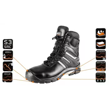 NEO Tools 82-175-40 S1P SRC Safety Shoes Steel Toe Cap Size 40 Grey/Black