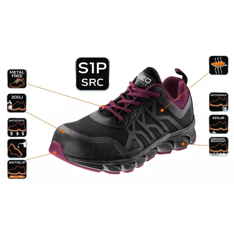 NEO Tools 82-530-40 S3 SRC Safety Shoes with Steel Toe Cap, Size 40