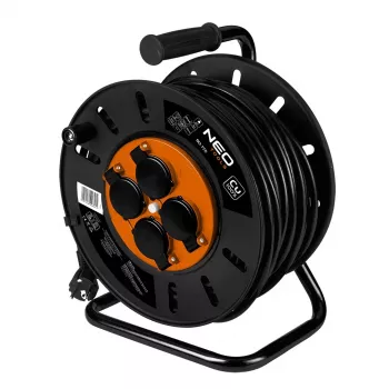 NEO TOOLS 90-175 Cable Drum 50m 3x2.5mm² 4 Schuko Sockets IP44 Thermal Cut-out