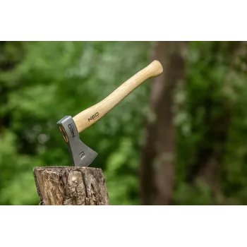 NEO TOOLS Bushcraft Hatchet in Sheath 400g | Forged High Carbon Steel, Hickory Handle
