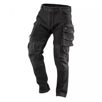 NEO TOOLS DENIM Work Trousers, Black, Size L
