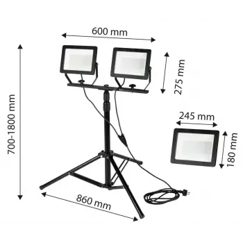 NEO TOOLS Double Spotlight 2x100W SMD LED 2 x 8500lm on Tripod 1.8m