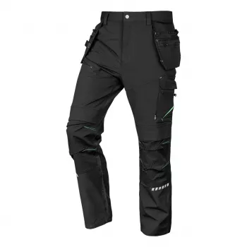 NEO TOOLS Men's Mix&Match 4-Way Stretch Work Trousers with Cordura Reinforcement and Detachable Holster Pockets, Black, Size M