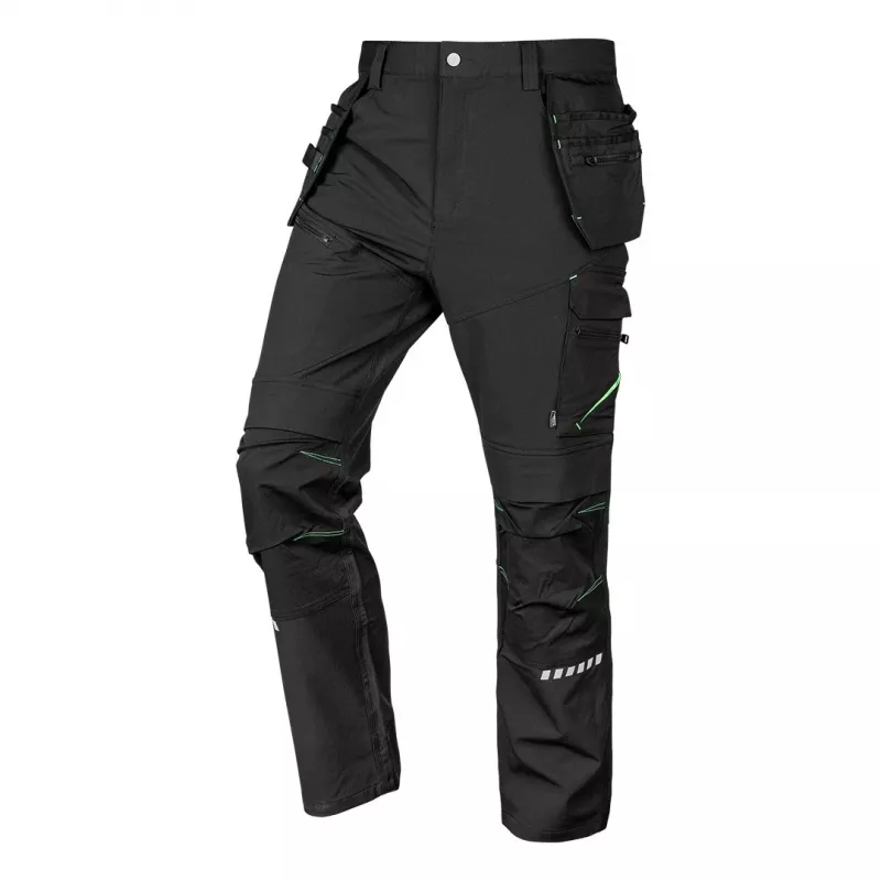 NEO TOOLS Men's Mix&Match 4-Way Stretch Work Trousers with Cordura Reinforcement and Detachable Holster Pockets, Black, Size M